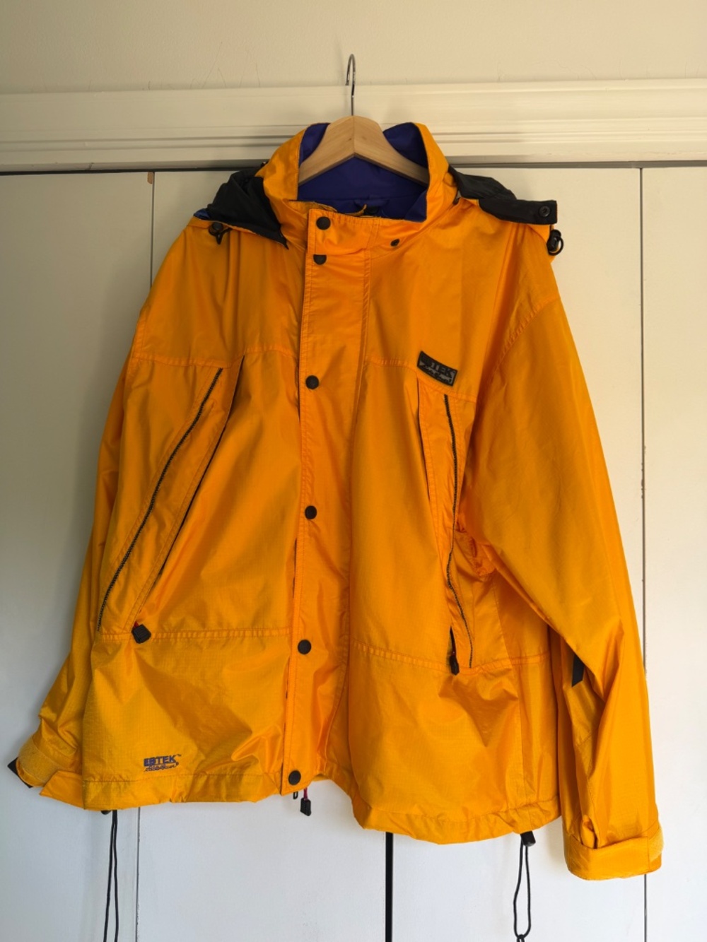 Men's Large Eddie Bauer Windbreaker Jacket in Yellow EBTEK Gore-Tex